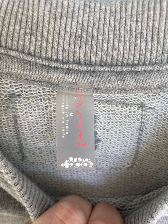 Free People Grey Graphic Crew Sweatshirt with Pink & Black Accents - Picture 4 of 6